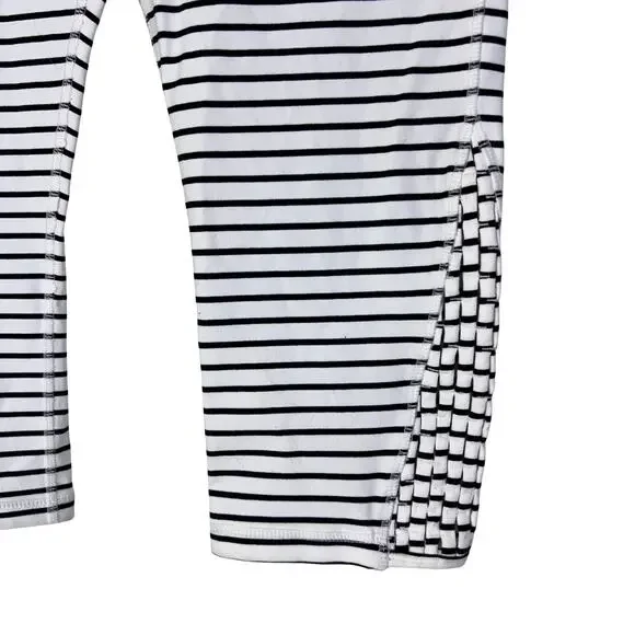 Glyder Striped Capri Leggings Lattice Hem Athleisure High Rise L - Picture 7 of 8